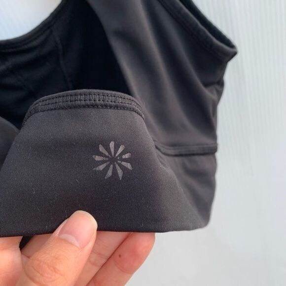Athleta Size M Black Cut Out Back Sports Bra Workout Athletic - Picture 3 of 6